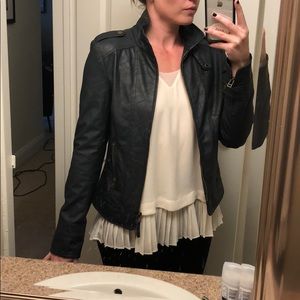 Dark navy faux leather jacket